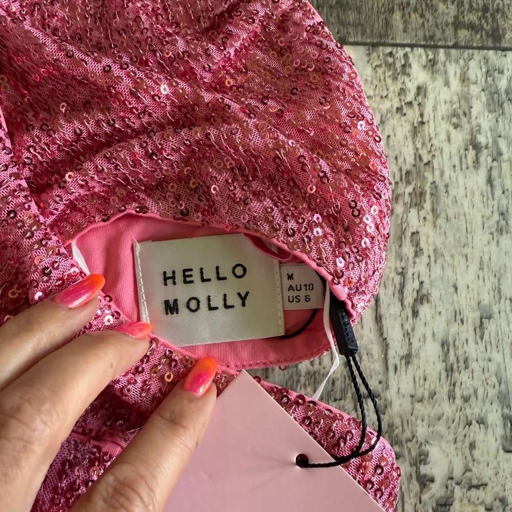 2 for $30 sale: NWT Hello Molly pink sequins mini dress with side cut outs - 6 - Picture 5 of 7